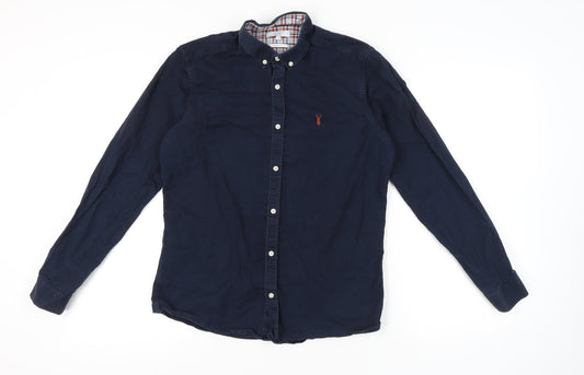 Next Mens Blue Slim Fit Button-Down Shirt Size M 39"-41" Long Sleeve
