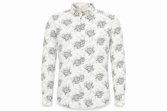 Ted Baker Men’s White Floral Shirt Size M Long Sleeve Button-Up