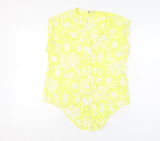 Monsoon Women’s Yellow Geometric Tunic Blouse UK 12 Cotton