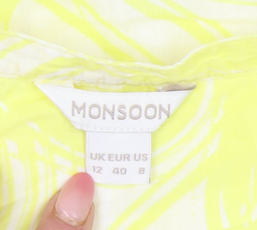 Monsoon Women’s Yellow Geometric Tunic Blouse UK 12 Cotton