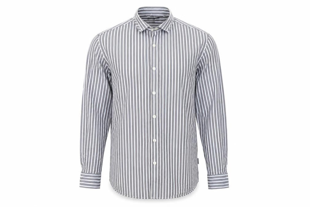 Peter Werth Men's Blue Striped Long Sleeve Cotton Shirt L
