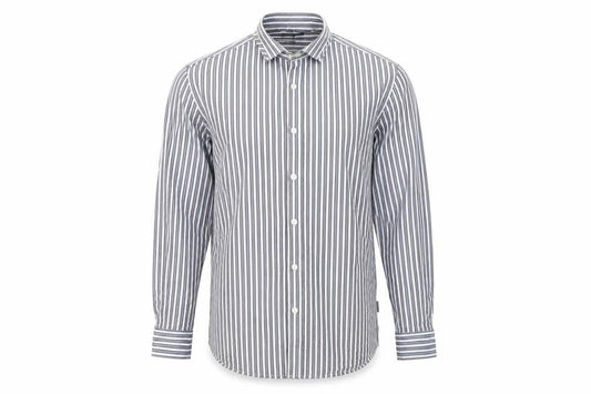 Peter Werth Men's Blue Striped Long Sleeve Cotton Shirt L