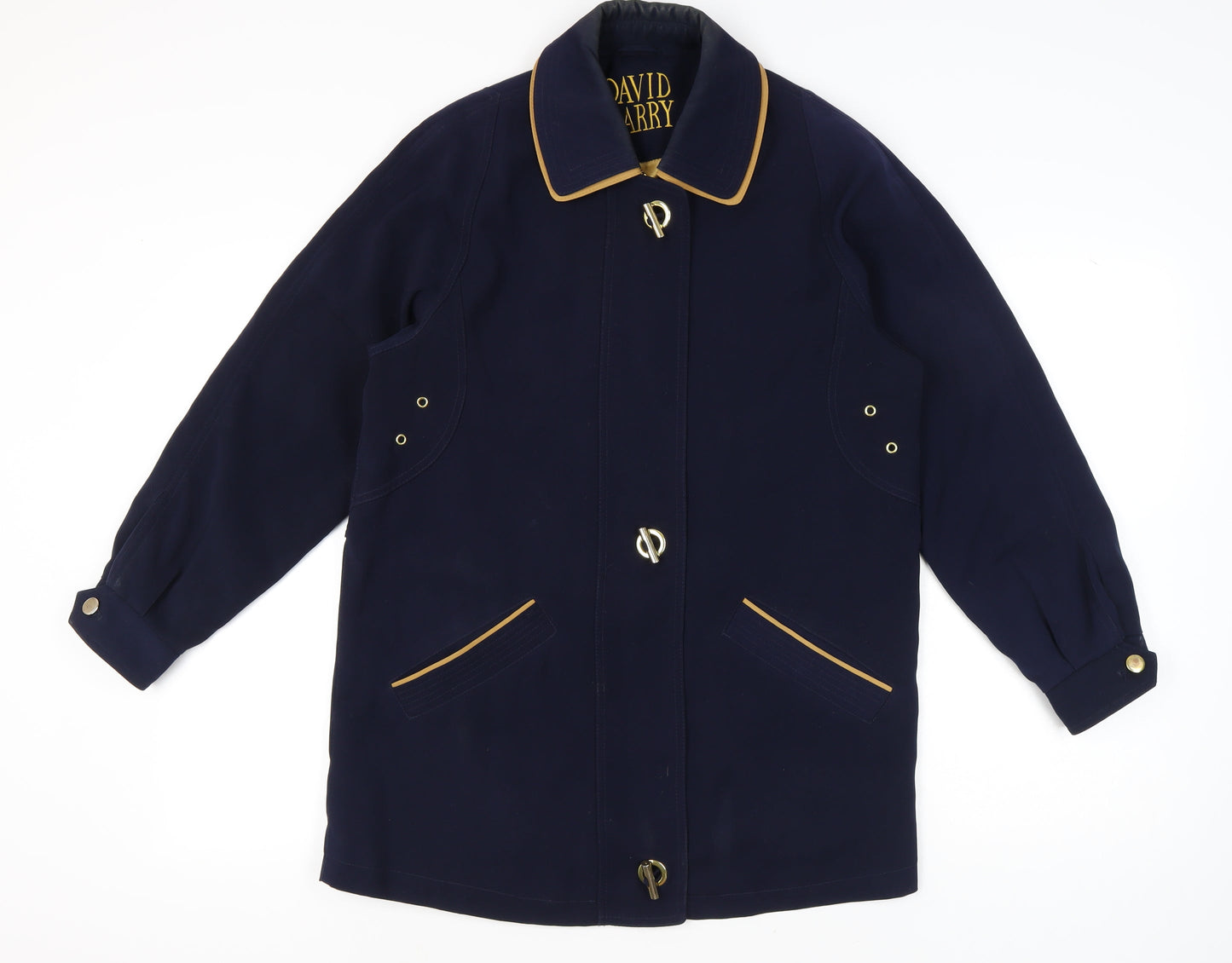 David Barry Womens Blue Size 12 Mid-Length Polyester Overcoat