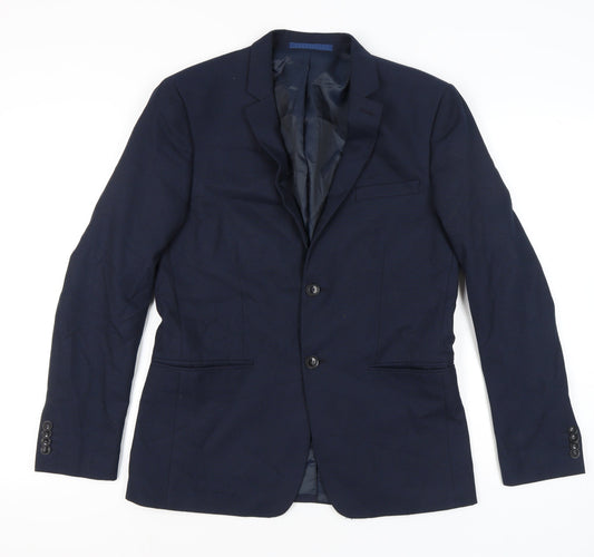 Topman Men's Blue Slim Fit Blazer Jacket 40R Notch Lapel