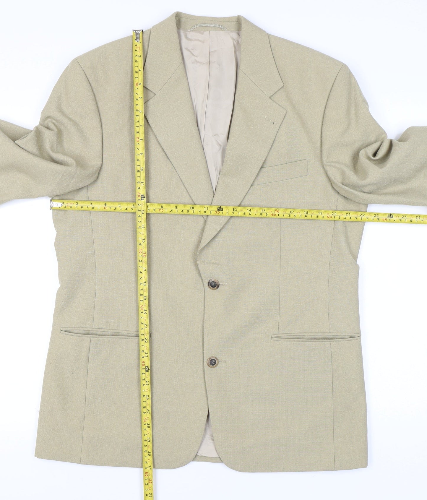 Tropicano Desch Men's Beige Wool Blend Blazer 42R Two Button