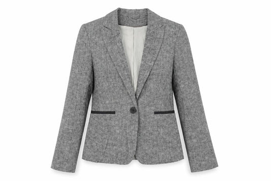 Dorothy Perkins Women Grey Linen Blend Size 10 Suit Jacket Blazer