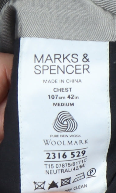 Marks and Spencer Mens Brown Wool Blazer Jacket 42in Chest Medium
