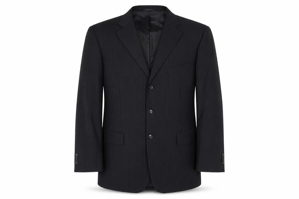 Marco Ricci Men’s Black Pinstripe Wool Blazer Jacket Size UK 46