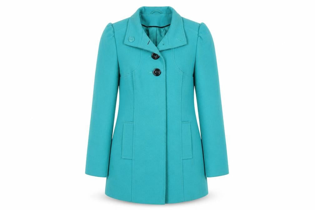 F&F Women’s Green Mid-Length Coat Size 10 Button Classic