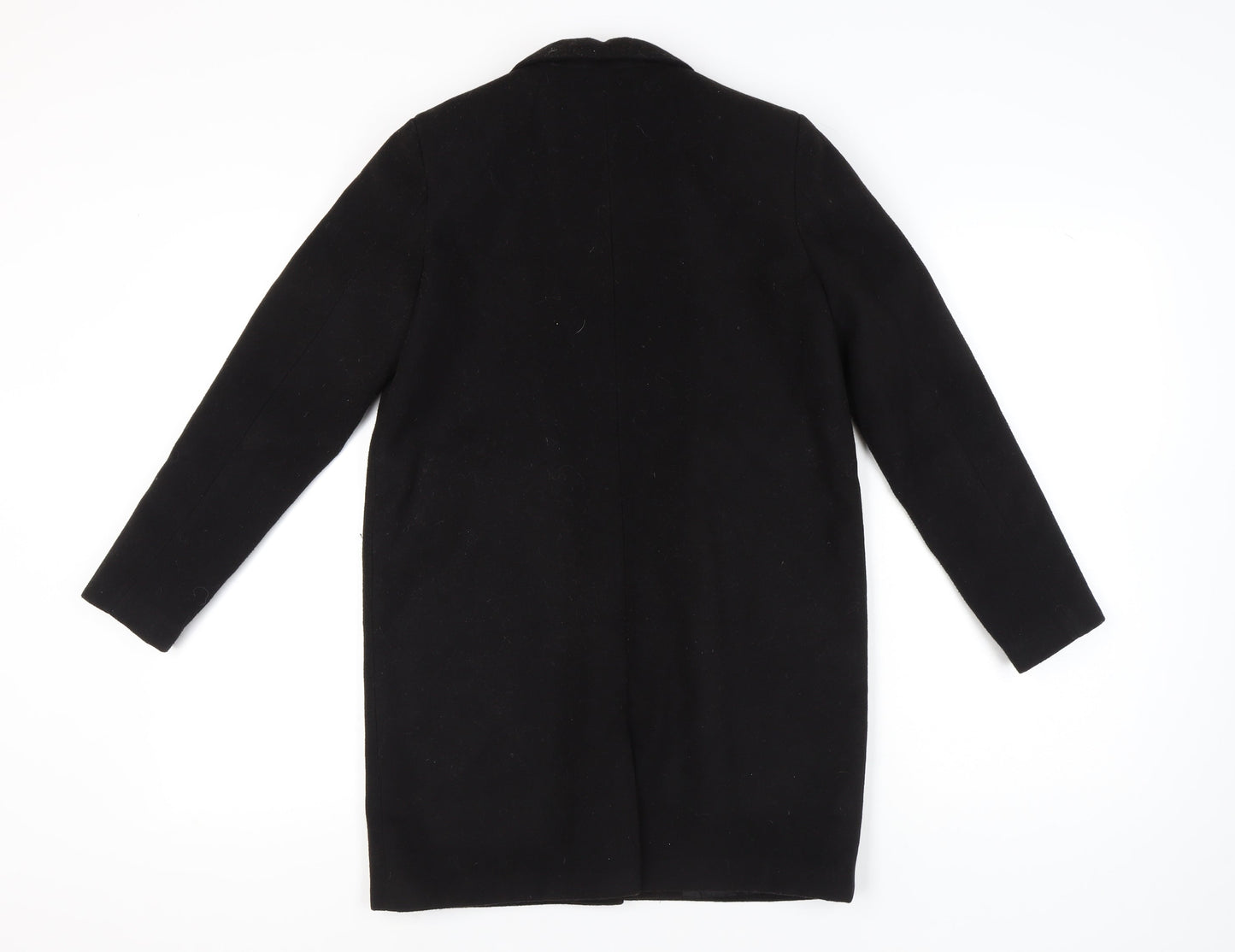 Bershka Women’s Black Wool Blend Mid-Length Overcoat Size 12