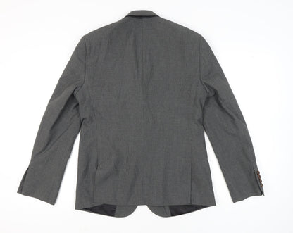 Close-up detail of ASOS Men’s Grey Slim Fit Checked Blazer Jacket 40 Chest