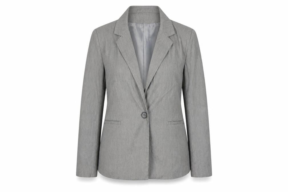 New Look Women Grey Size 12 Regular Fit Single Breasted Blazer
