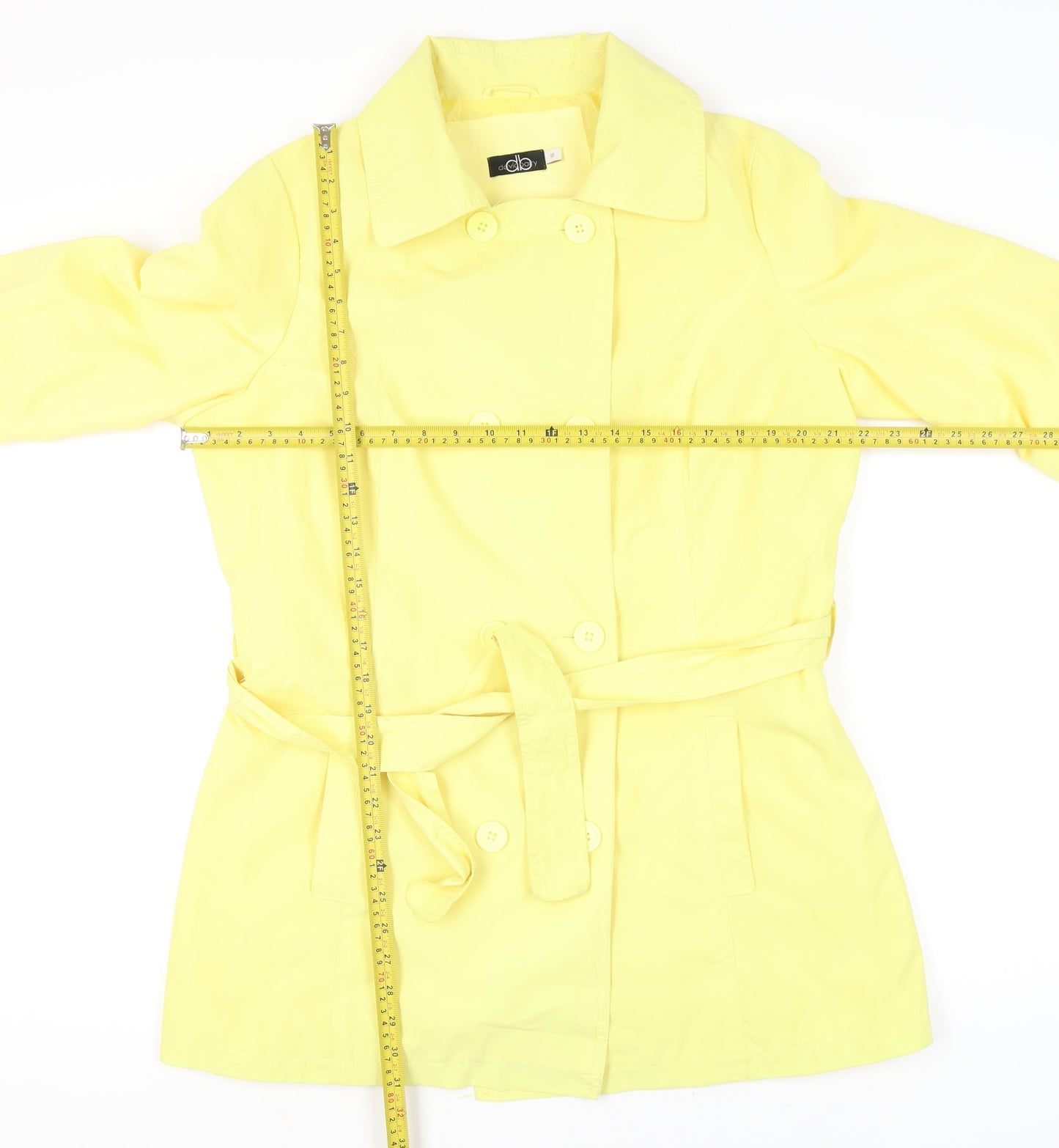 David Barry Women’s Yellow Trench Coat Size 16 Belted Mid-Length