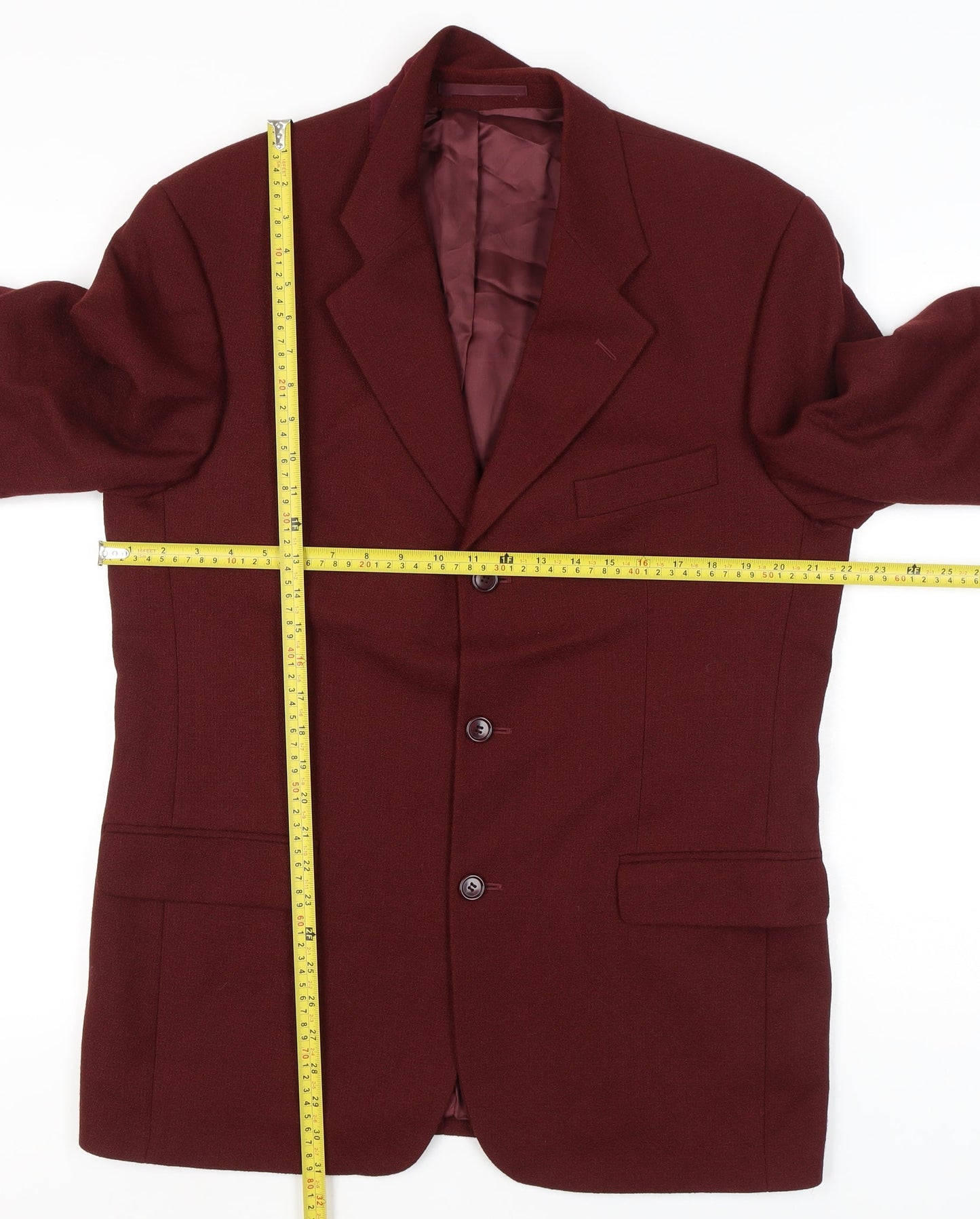 Douglas Men's Red Wool Blazer Jacket 50R Notch Lapel Classic Formal