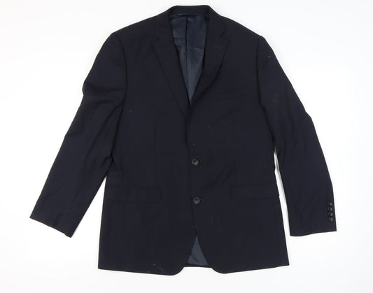 Moss 1851 Men's Blue 42R Tailored Fit Wool Blend Blazer Jacket