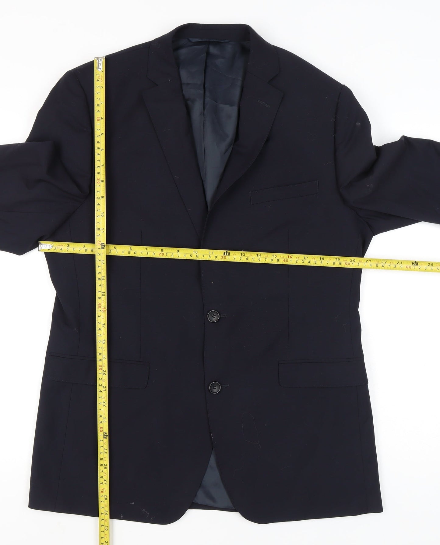 Moss 1851 Men's Blue 42R Tailored Fit Wool Blend Blazer Jacket