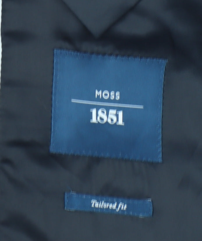 Moss 1851 Men's Blue 42R Tailored Fit Wool Blend Blazer Jacket