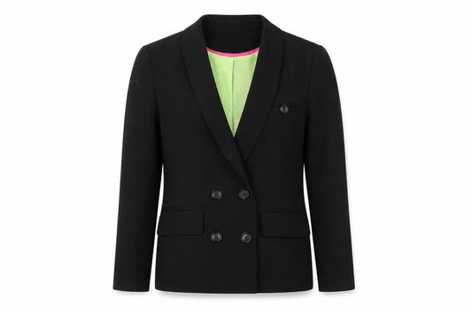 Denim Co Women Black Size 8 Double-Breasted Blazer Jacket