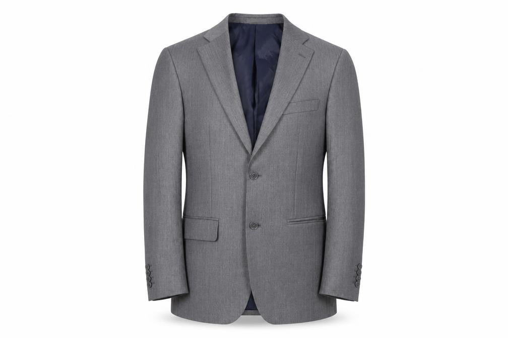 Greenwoods Men's Grey Wool Blend Blazer 38R Two-Button Classic Jacket