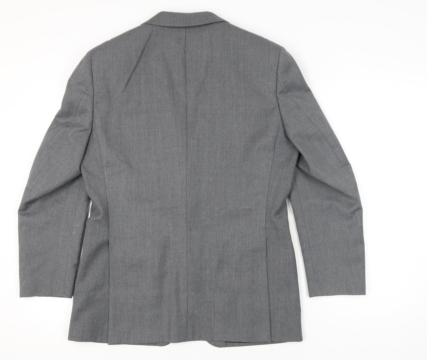 Greenwoods Men's Grey Wool Blend Blazer 38R Two-Button Classic Jacket