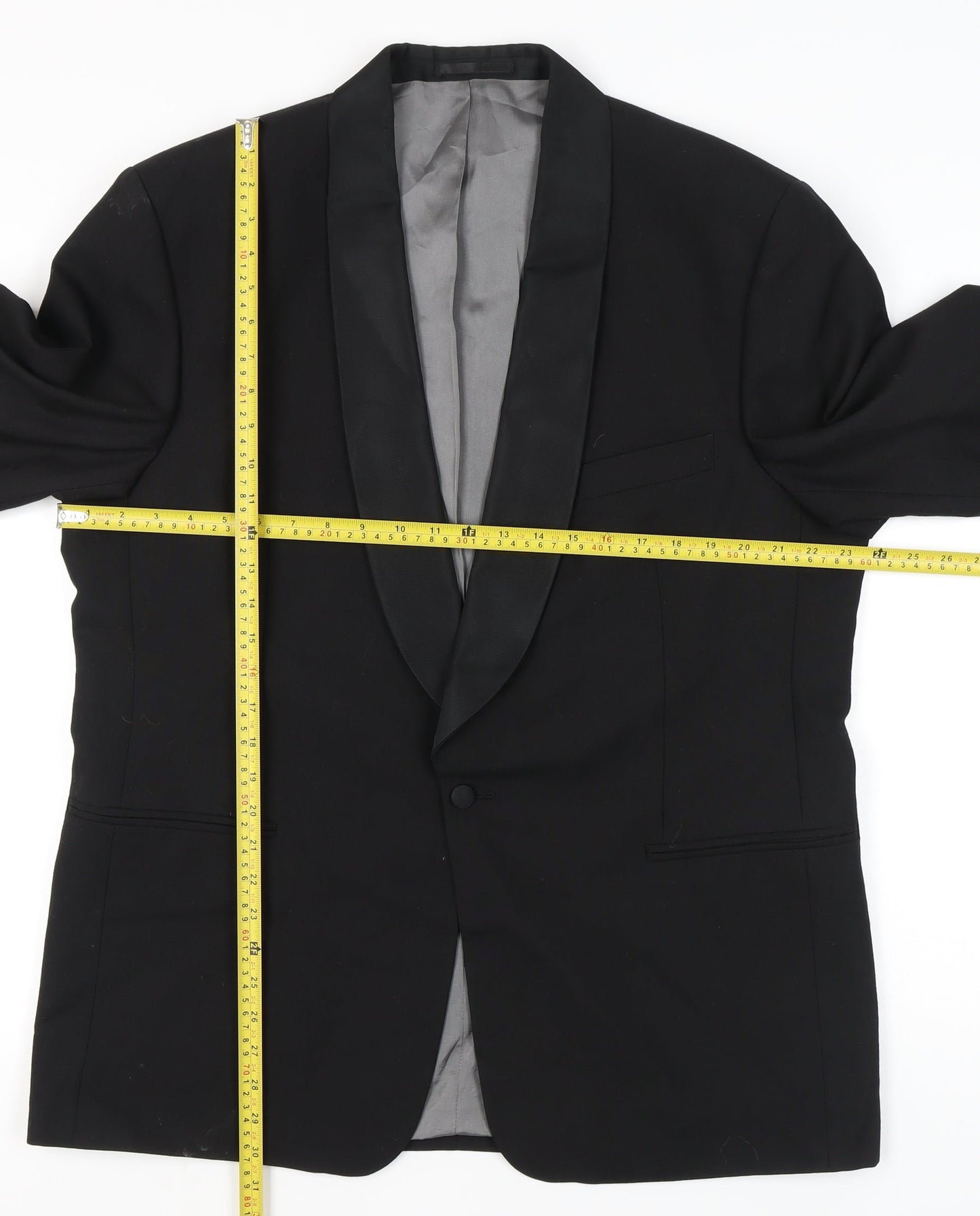 David Moss Men's Black Wool Blend Tuxedo Jacket Shawl Lapel Size 42 Regular