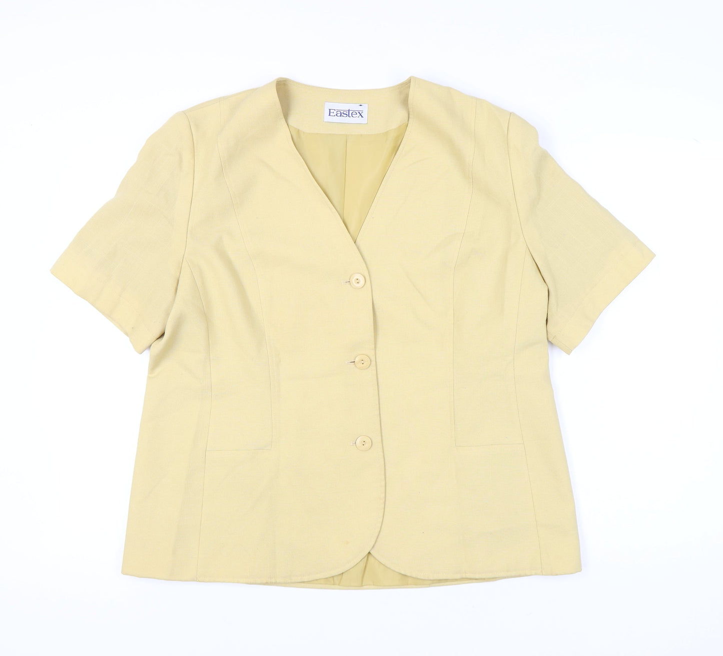 Eastex Womens Yellow Viscose Blend Suit Jacket Size 16 Short Sleeve