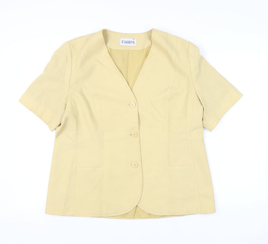 Eastex Womens Yellow Viscose Blend Suit Jacket Size 16 Short Sleeve