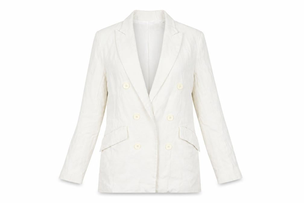 Zara Women White Size 8 Double-Breasted Blazer Jacket