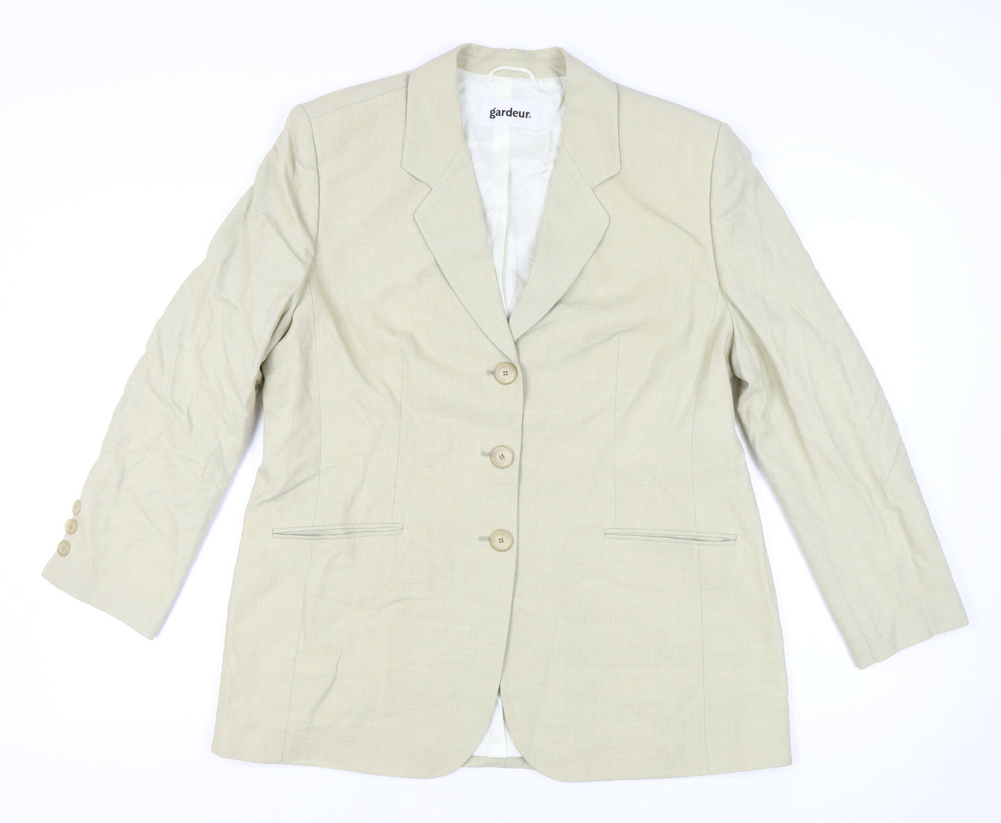 Gardeur Womens Beige Wool Suit Jacket Size 20 Regular Notch Lapel