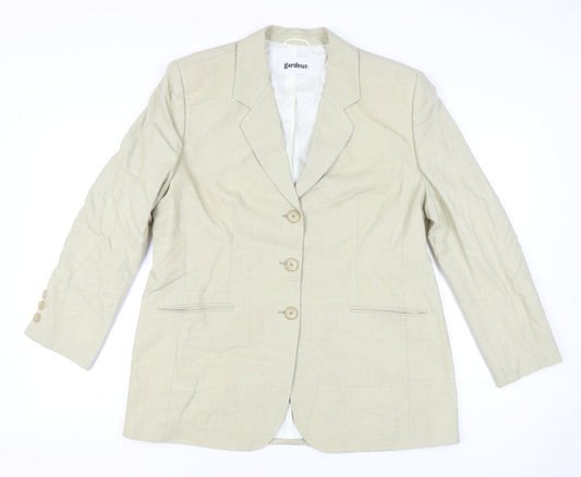 Gardeur Womens Beige Wool Suit Jacket Size 20 Regular Notch Lapel