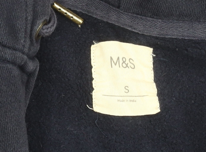 Marks and Spencer Men’s Dark Navy Small Full Zip Hoodie Jacket Cotton 35"-37"