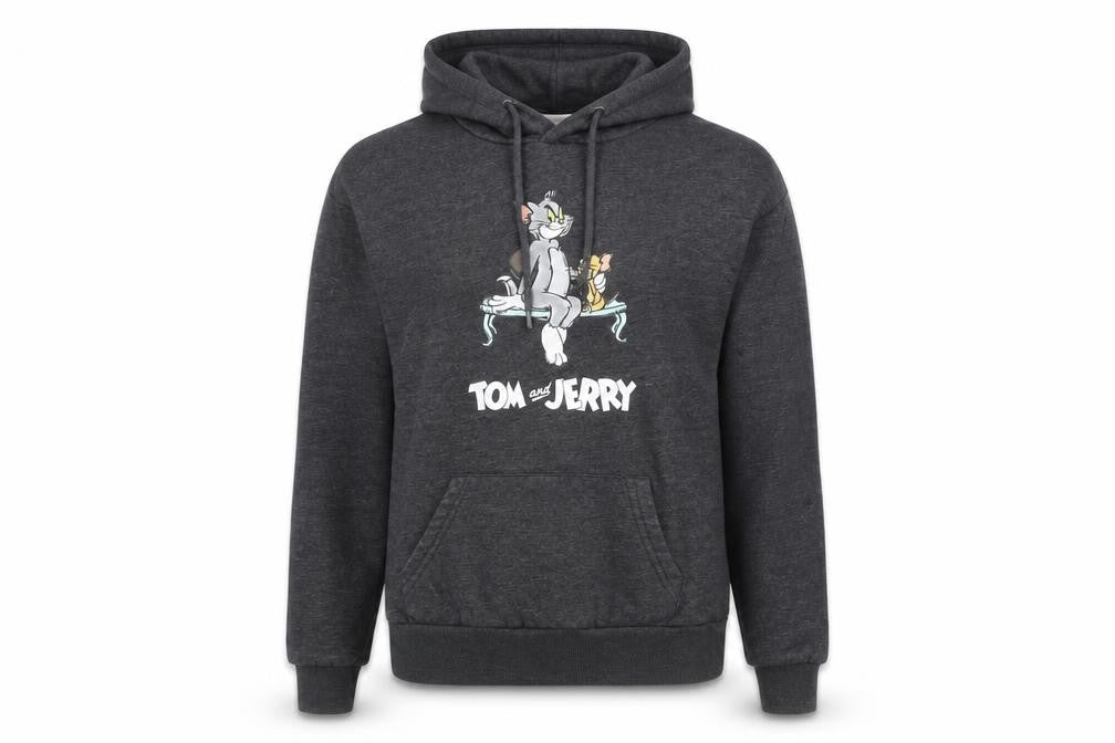 Tom and Jerry Womens Grey Pullover Hoodie 2XS Regular Fit