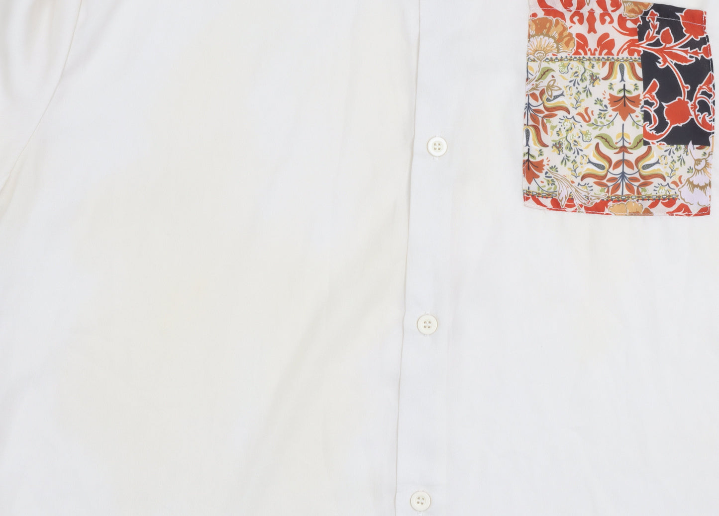 boohooMAN Men's White Short Sleeve Button-Up Shirt M Summer Casual