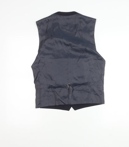 Next Men's Blue Wool Waistcoat Size 36 Classic Formal