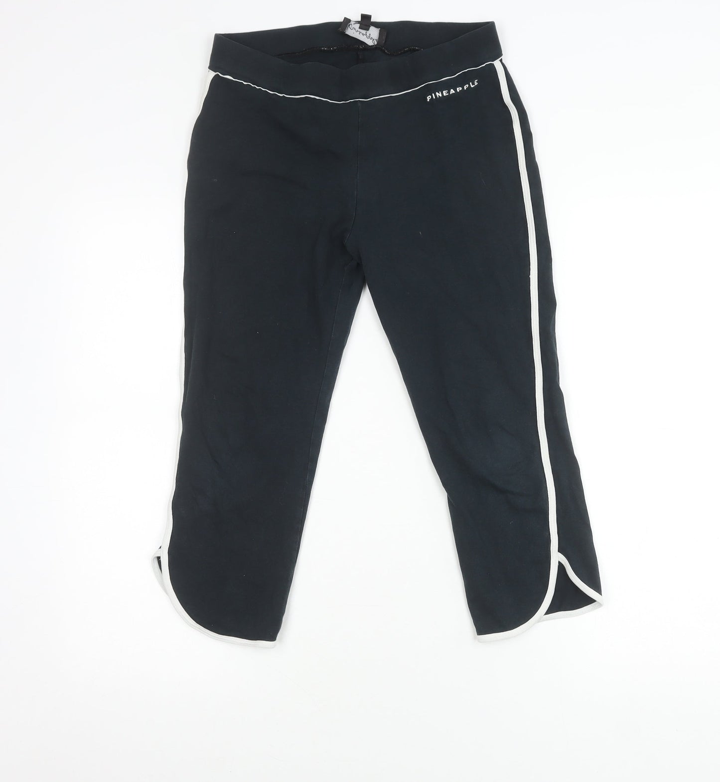 Pineapple Womens Black Track Pants S Dance Yoga Activewear Cotton