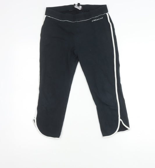 Pineapple Womens Black Track Pants S Dance Yoga Activewear Cotton