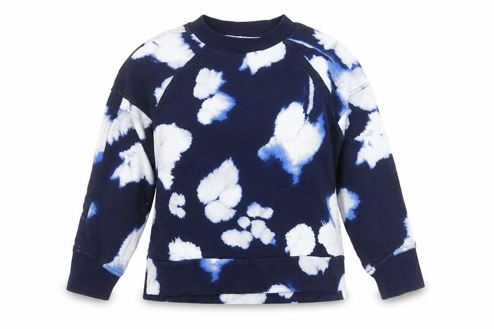Kin Womens Blue Tie Dye Cotton Pullover Sweatshirt XS