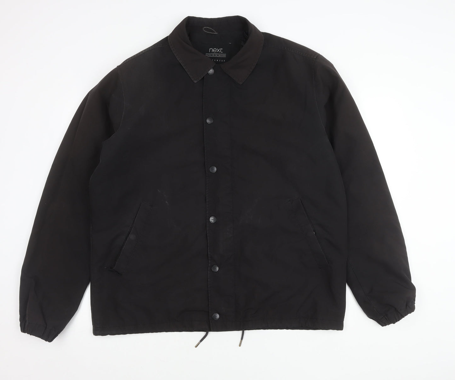 Next Men's Black XL Basic Jacket Polyester Snap Fastening