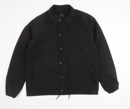 Next Men's Black XL Basic Jacket Polyester Snap Fastening