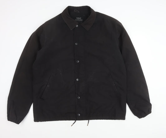 Next Men's Black XL Basic Jacket Polyester Snap Fastening