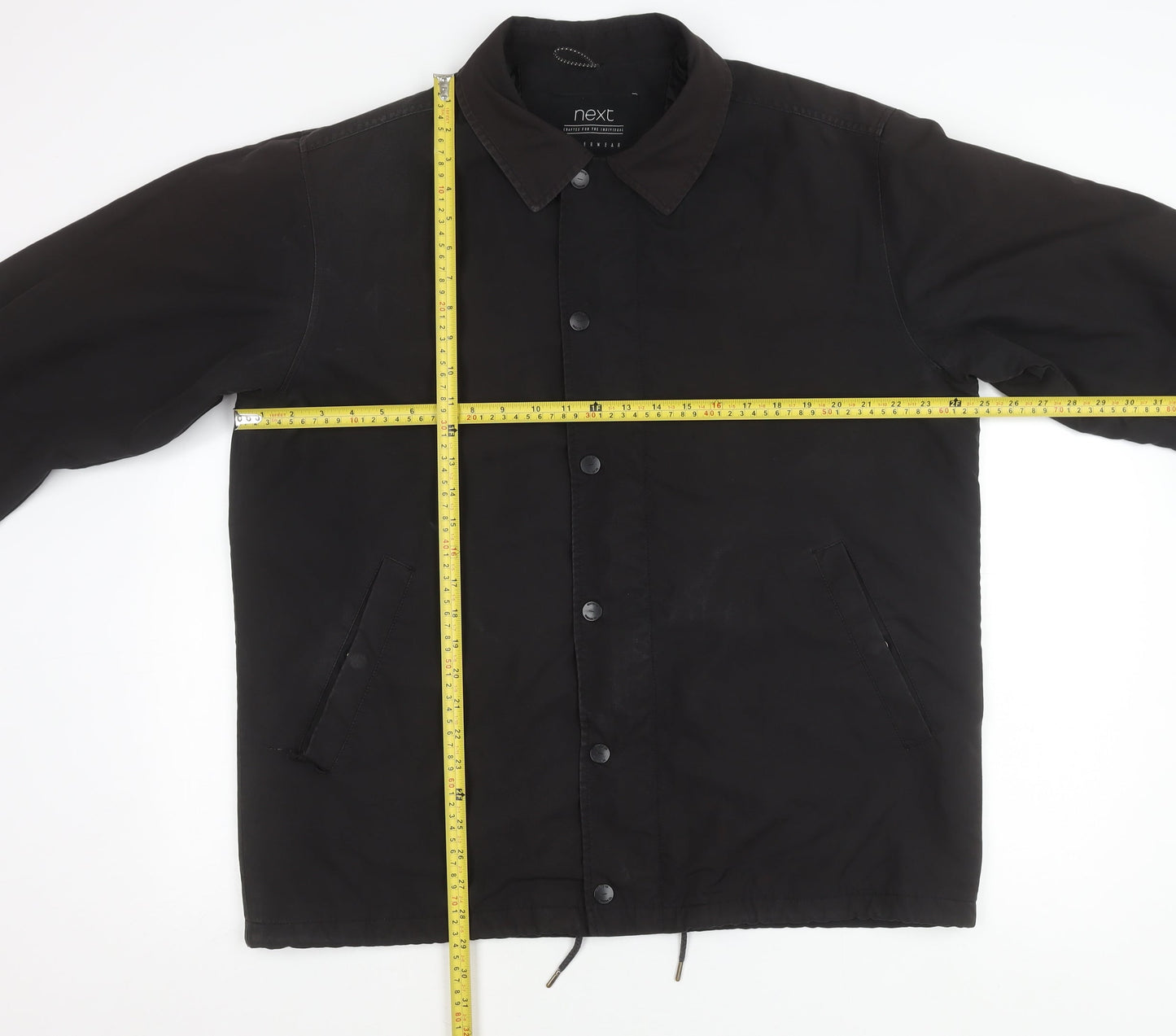 Next Men's Black XL Basic Jacket Polyester Snap Fastening