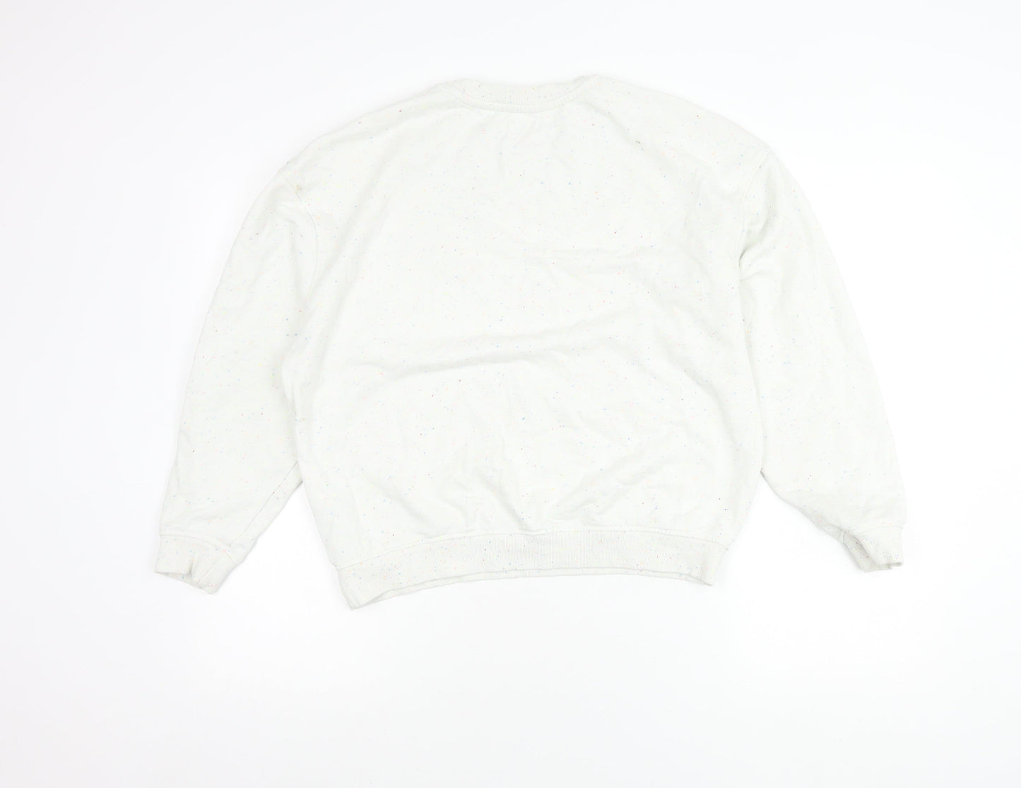 Saltrock Womens White Speckled Cotton Blend Pullover Sweatshirt S