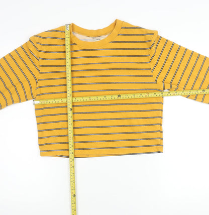 Pull&Bear Womens Yellow Striped Cotton Pullover Jumper Size 8