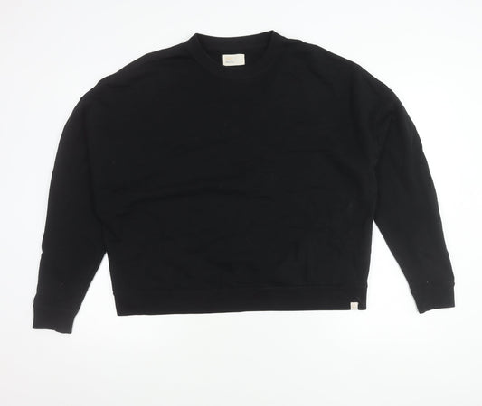 TKEES Womens Black Cotton Pullover Sweatshirt Size S Relaxed Fit