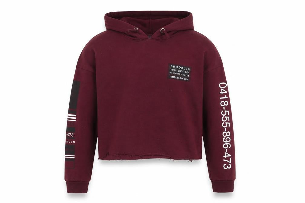 New Look Girls Red Pullover Hoodie 14-15 Yrs Brooklyn Graphic Print