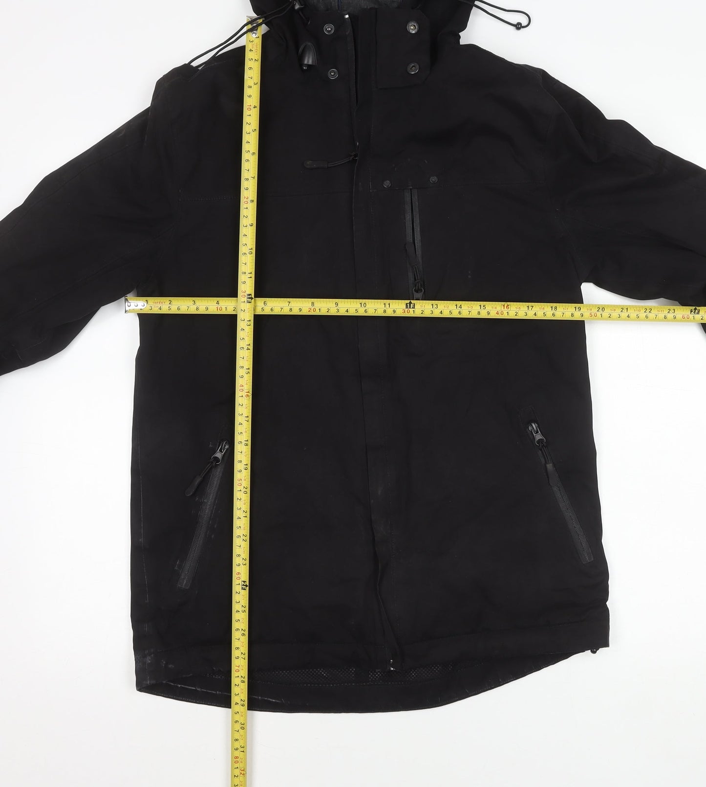 F.F.P Men’s Black Parka Jacket Small Hooded Casual Coat