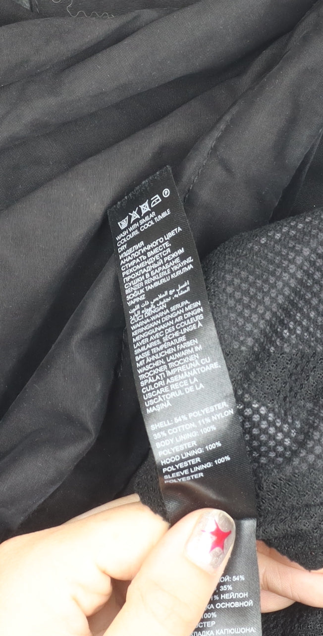 F.F.P Men’s Black Parka Jacket Small Hooded Casual Coat