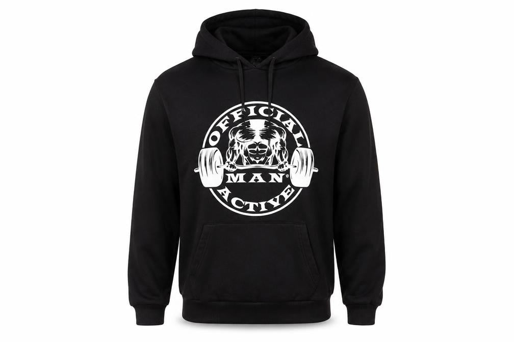 boohooMAN Men’s Black Pullover Hoodie S Logo Gym Activewear