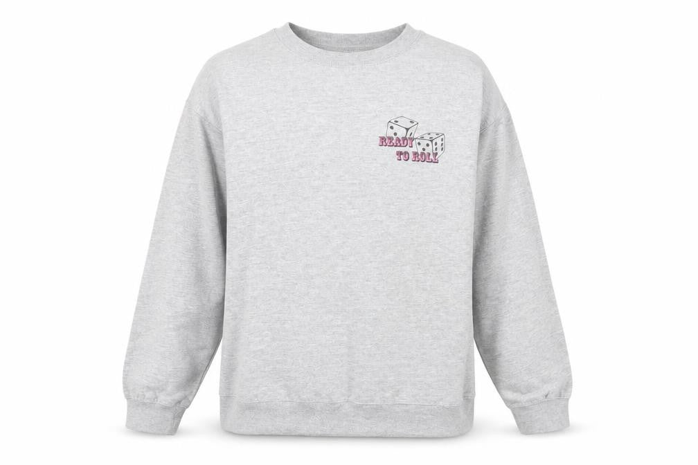 Spotted Womens Grey Small Pullover Sweatshirt Ready to Roll Graphic