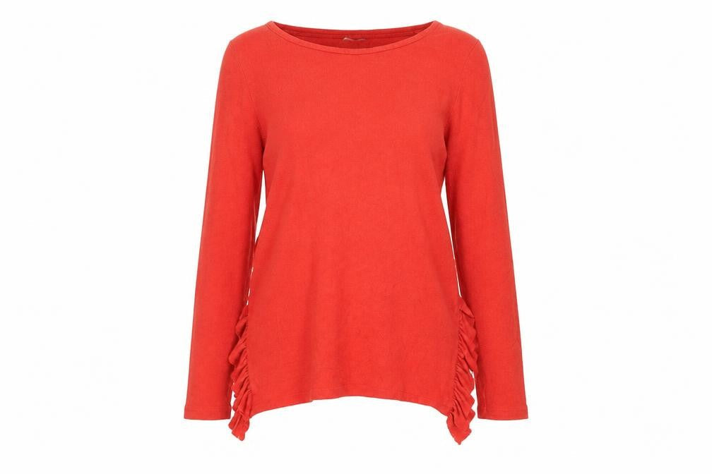 Next Womens Red Round Neck Ruffle Pullover Jumper Size 12